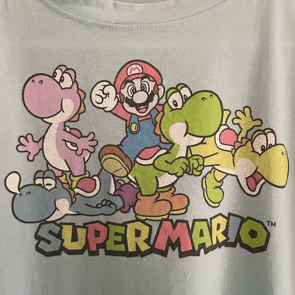 Universal Super Mario Nintendo Short Sleeve Tee T-Shirt in Light Blue - Picture 4 of 7